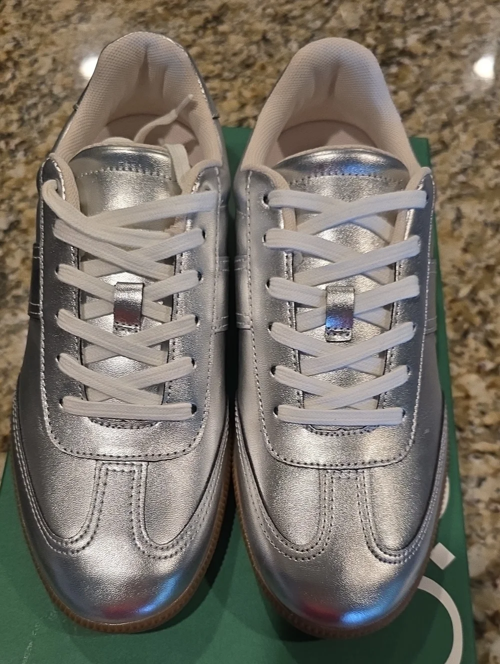J. Crew Metallic Silver Lace-Up Sneakers